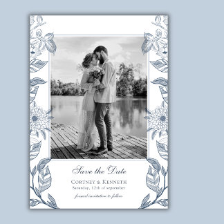 Convite Foto Monograma Casamento Francês Save The Date