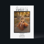Convite Foto Negra Moderna Trendy Mínimo Sweet 16<br><div class="desc">Personalize como quiser.</div>