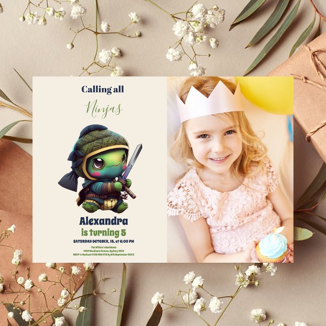 Convite Foto Ninja Karate Martial Arts Festa de aniversári (Criador carregado)