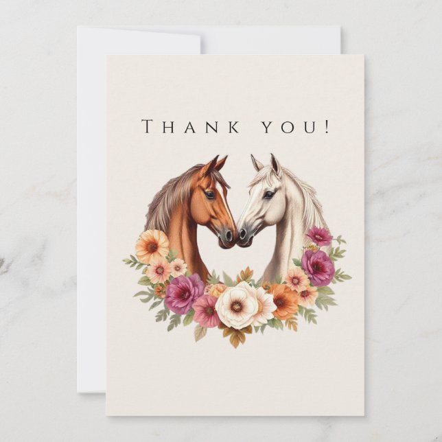 Convite Foto-Obrigado do Casamento - Cavalos Ocidentais do (Verso)