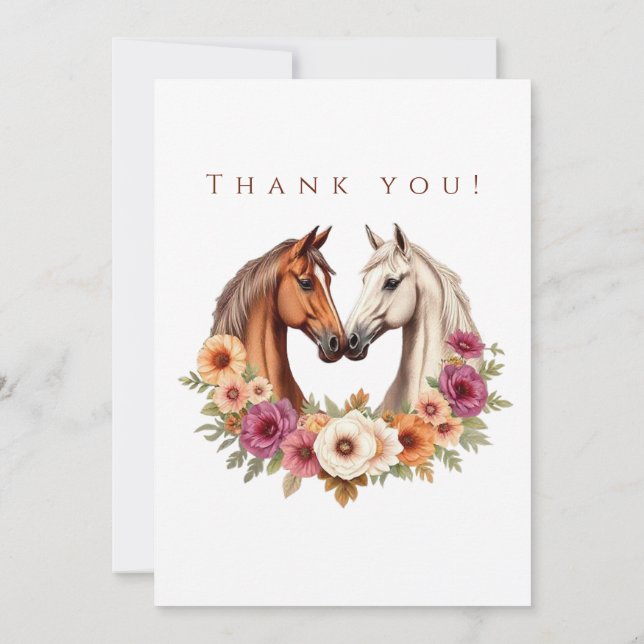 Convite Foto-Obrigado do Casamento - Cavalos Ocidentais do (Verso)