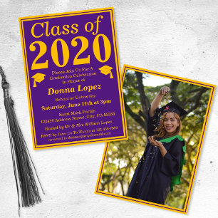 Convite Foto para Graduação da Classe Dourada Roxa de 2023