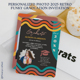 Convite Foto Personalizada 2025 Graduação Retro Funky