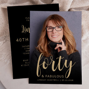 Convite Foto Personalizada 40 e Fabuloso Aniversário de 40