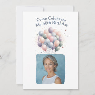 Convite Foto personalizada 50º balões de aniversário