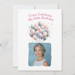 Convite Foto personalizada 50º balões de aniversário