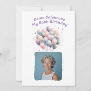 Convite Foto personalizada: 65.º balões de aniversário