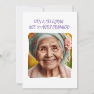 Convite Foto Personalizada 90 Anos Festa de Aniversário