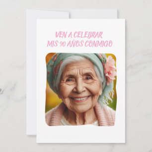 Convite Foto Personalizada 90 Anos Festa de Aniversário