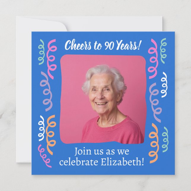 Convite Foto personalizada anima 90 anos de streaming de a (Frente)