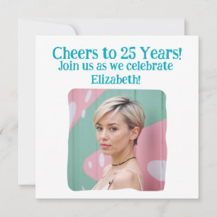 Convite Foto personalizada anima a 25 anos de aniversário