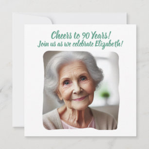 Convite Foto personalizada anima a 90 anos de aniversário 
