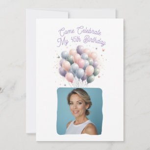 Convite Foto personalizada Balões de aniversário de 45 ano