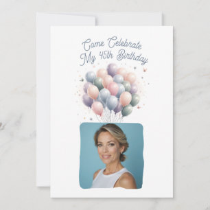 Convite Foto personalizada Balões de aniversário de 45 ano
