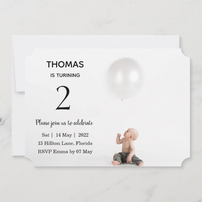 Convite foto personalizada com aniversário de bebê (Frente)