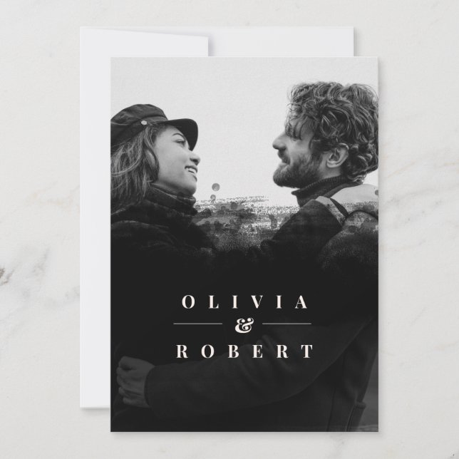 Convite Foto personalizada com Na moda Black Abstrato (Frente)