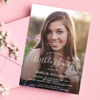 Convite Foto personalizada de aniversário a qualquer idade
