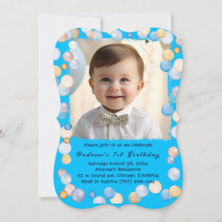 Convite Foto Personalizada de Aniversário de 1 Ano Menino