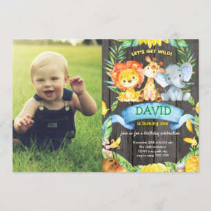 Convite Foto Personalizada De Aniversário De Um Selva