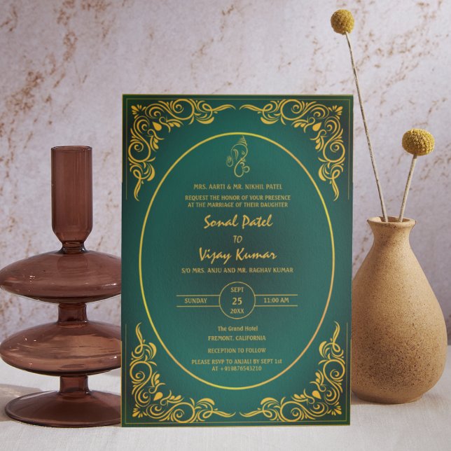 Convite Foto personalizada de casamento hindu Inv (Criador carregado)