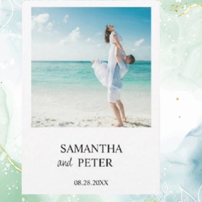 Convite Foto personalizada de casamento moderno de praia (Create lasting memories with a custom photo modern beach wedding invitation  )