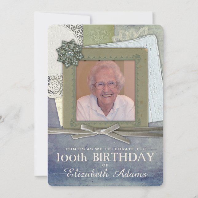 Convite Foto Personalizada de Colagem Feminina Antiga (Frente)