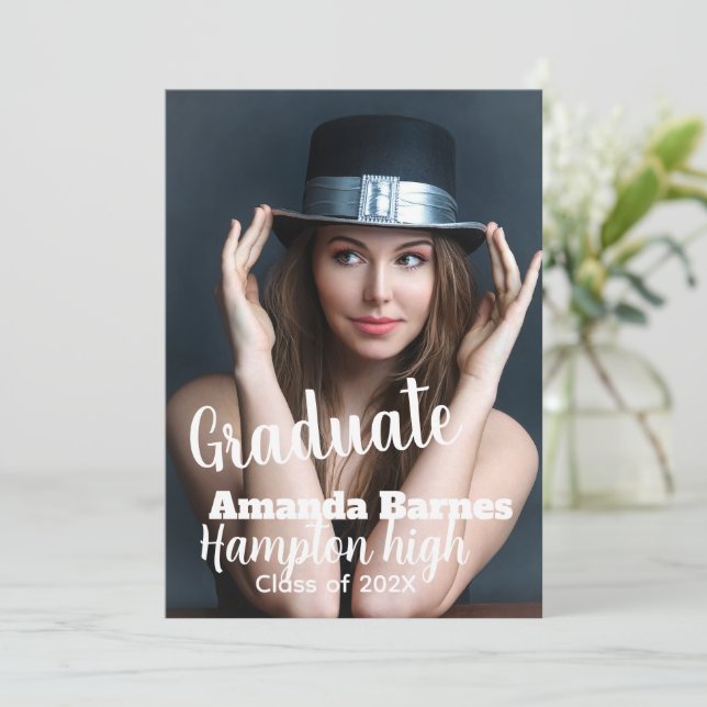 Convite Foto personalizada de graduado, graduação (Em pé/Frente)