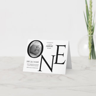 Convite FOTO Personalizada de Primeiro Aniversário ONE