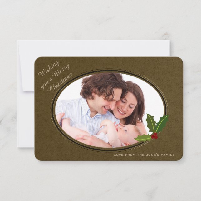 Convite Foto personalizada de quadro de efeito antigo Nata (Frente)