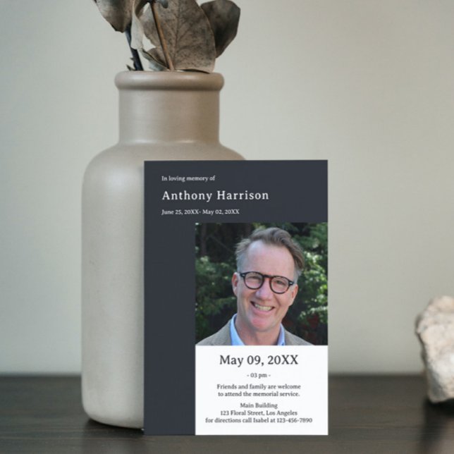 Convite Foto Personalizada do Serviço Funeral (Criador carregado)