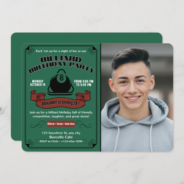 Convite Foto personalizada do tema de Piscina da Festa de  (Frente/Verso)