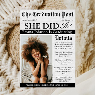 Convite Foto personalizada exclusiva divertida do jornal d