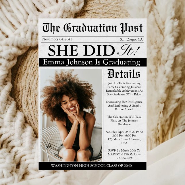 Convite Foto personalizada exclusiva divertida do jornal d (Criador carregado)