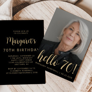 Convite Foto Personalizada Feliz 70 Aniversário de 70 Anos