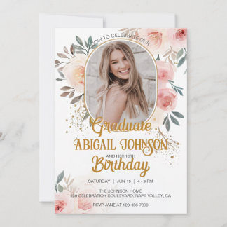 Convite Foto personalizada, Graduação de aniversário, cor-