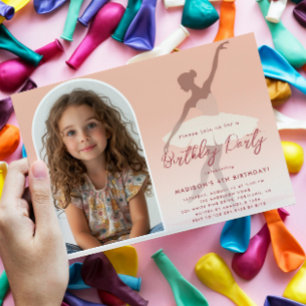 Convite Foto personalizada I Pink Silhouette Ballerina Ani