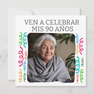 Convite Foto Personalizada Meus 90 Anos Festa