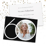 Convite Foto personalizada minimalista Black White 60th Bi<br><div class="desc">Foto personalizada minimalista Black White 60th Aniversário. Design moderno minimalista, simples mas elegante e elegante. Este modelo de design é personalizável com a sua foto. Excelente para uma festa temática em preto e branco! Este é um modelo personalizável, se você precisar de ajuda para personalizá-lo, basta entrar em contato com...</div>