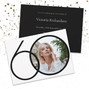 Convite Foto personalizada minimalista de 60º aniversário 