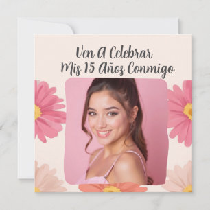 Convite Foto Personalizada Mis Quince Flores Quinceañera R