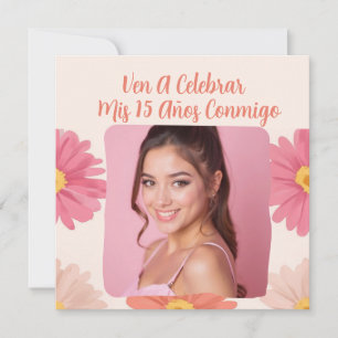 Convite Foto Personalizada Mis Quince Flores Quinceañera R