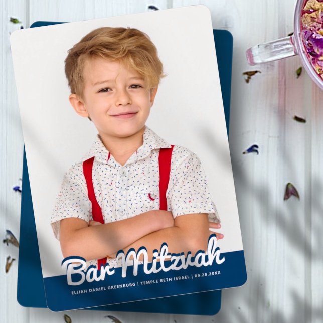 Convite Foto personalizada moderna do bar Mitzvah (Criador carregado)