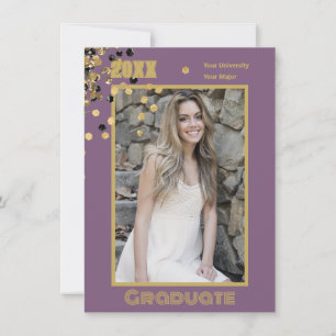 Convite Foto personalizada: moderna Mauve Dourada Sparkles
