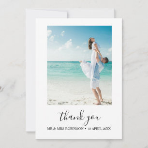 Convite Foto personalizada obrigado de casamento da Praia