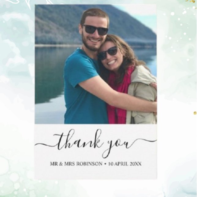 Convite Foto personalizada obrigado de casamento relaxado (Personalize your message and show your gratitude today!)