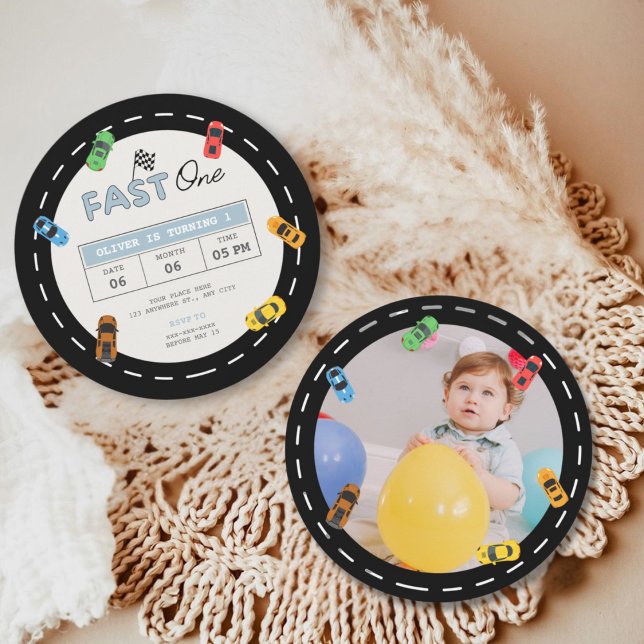 Convite Foto personalizada, primeiro aniversario rápido de (Criador carregado)