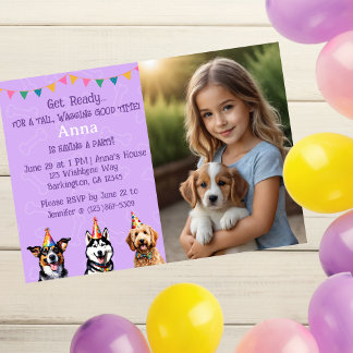 Convite Foto personalizada Puppy Dog Birthday Paw-ty