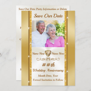 Convite Foto personalizada, salvar data Dourada e marfim