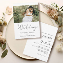 Convite Foto personalizada simples Casamento preto e branc