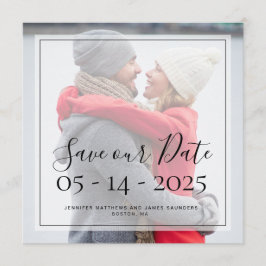 Convite Foto Personalizada Simples Elegante Script Salve a